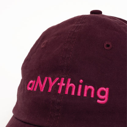 aNYthing Label Logo 5 Panel Hat - Dark Burgandy